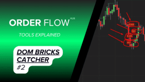 NinjaTrader DOM Bricks Catcher #2 indicator showing 600-lot iceberg order clusters on ES Futures depth of market.